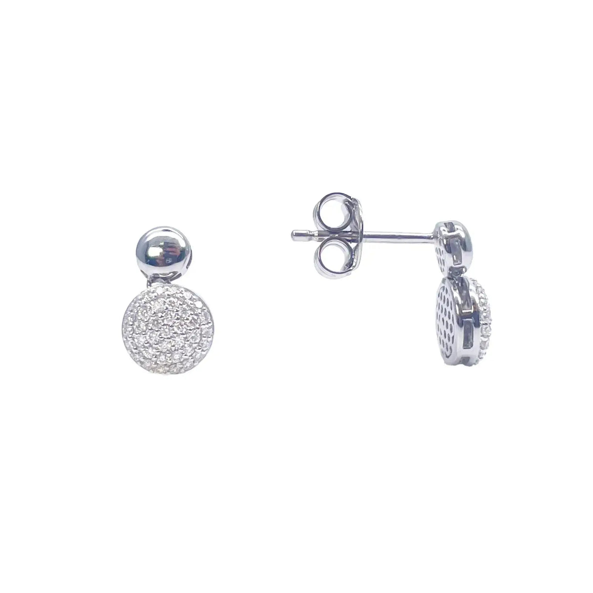 18ct White Gold Diamond Round Necklace Stud Earrings Matching Set 0.58ct