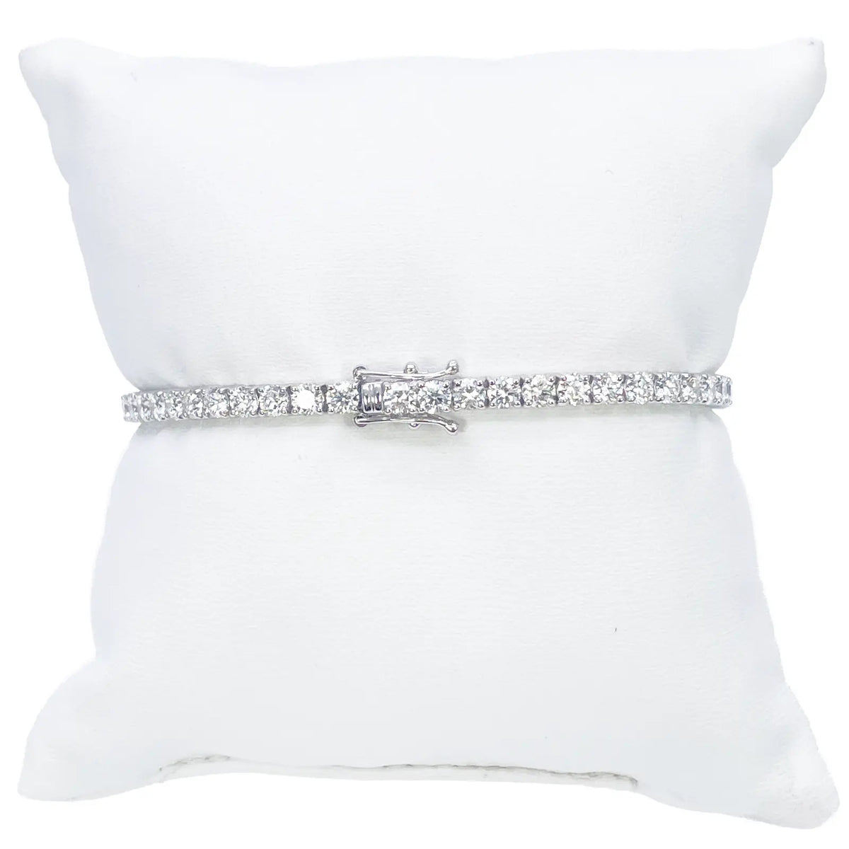 18ct White Gold Natural Diamond 4-Claw Tennis Bracelet 7.03ct 7inches Diamond Bracelets