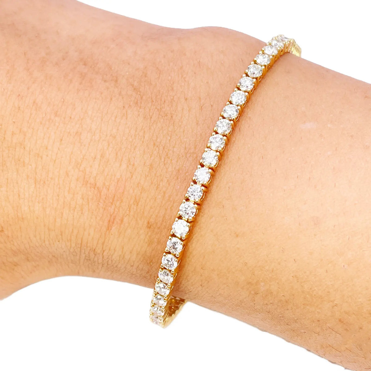18ct Yellow Gold Natural Diamond Tennis Bracelet 4-claw 4.50ct 7 Inches 3mm  Diamond Bracelets