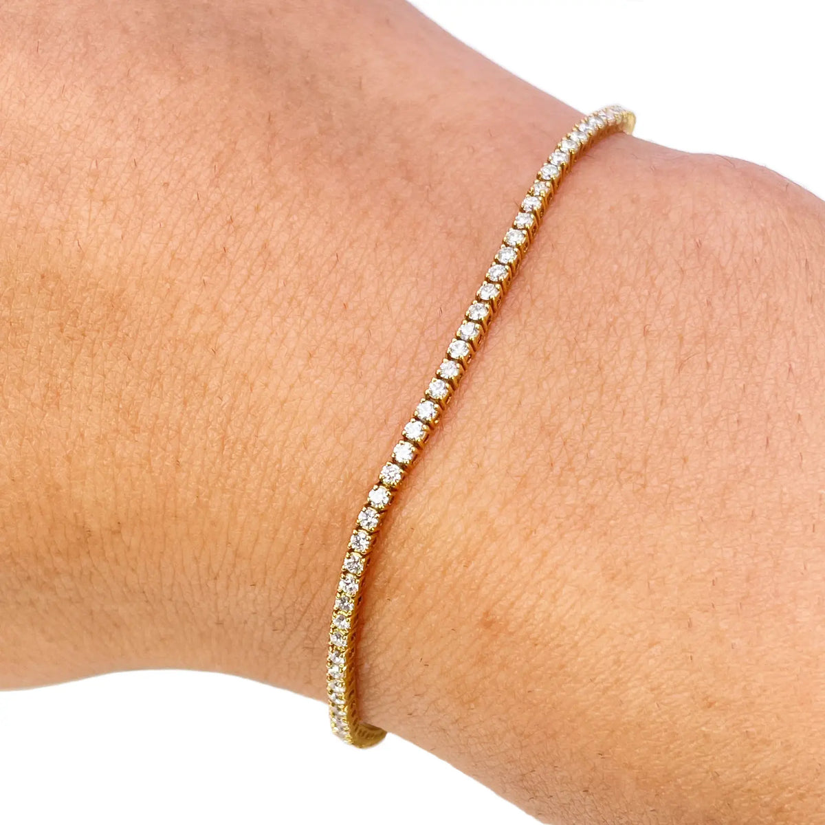 18ct Yellow Gold Natural Diamond Tennis Bracelet Prong 1.00ct 7 Inches  Diamond Bracelets