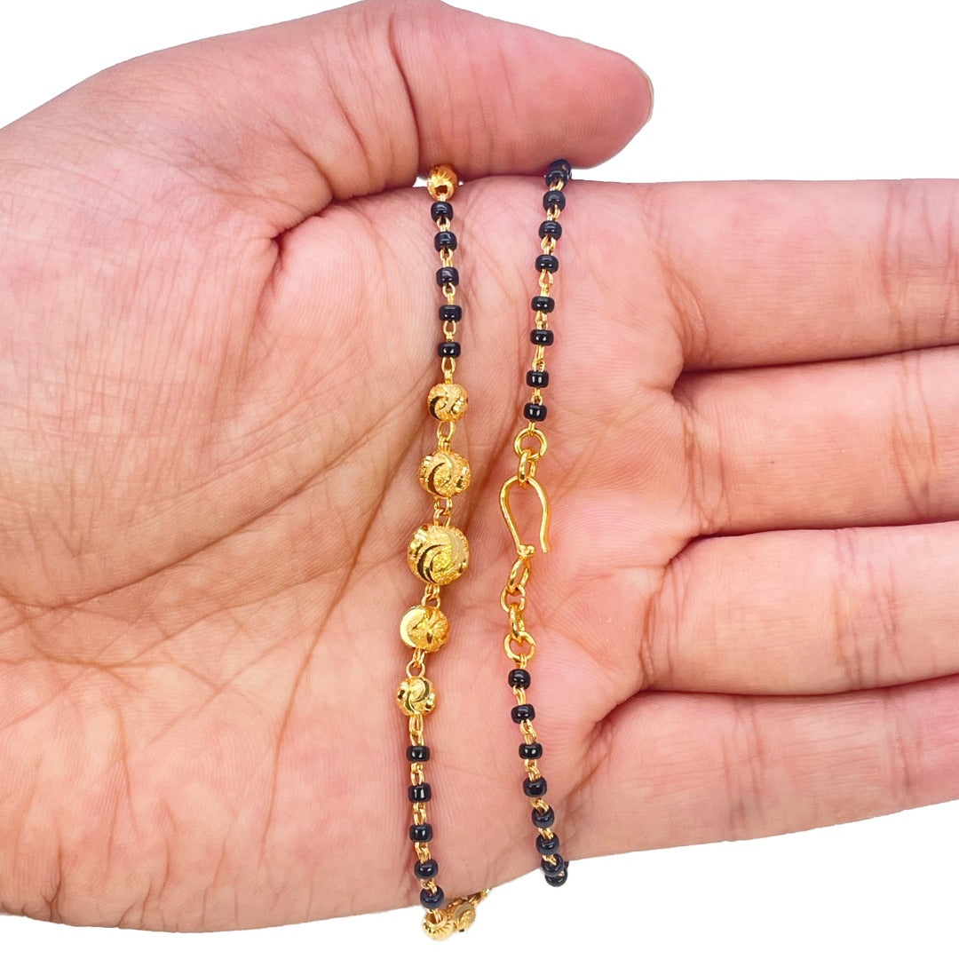 22 kt guldbelagte diamant-skårne perle mangalsutra halskæde 18,5