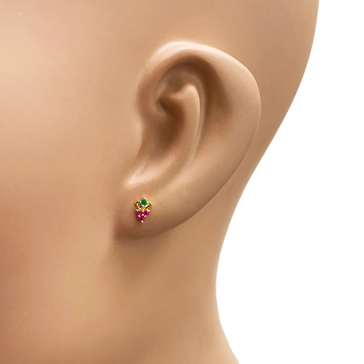 22ct Yellow Gold Children's Colourful Fruit Small Gemstone Stud Earrings