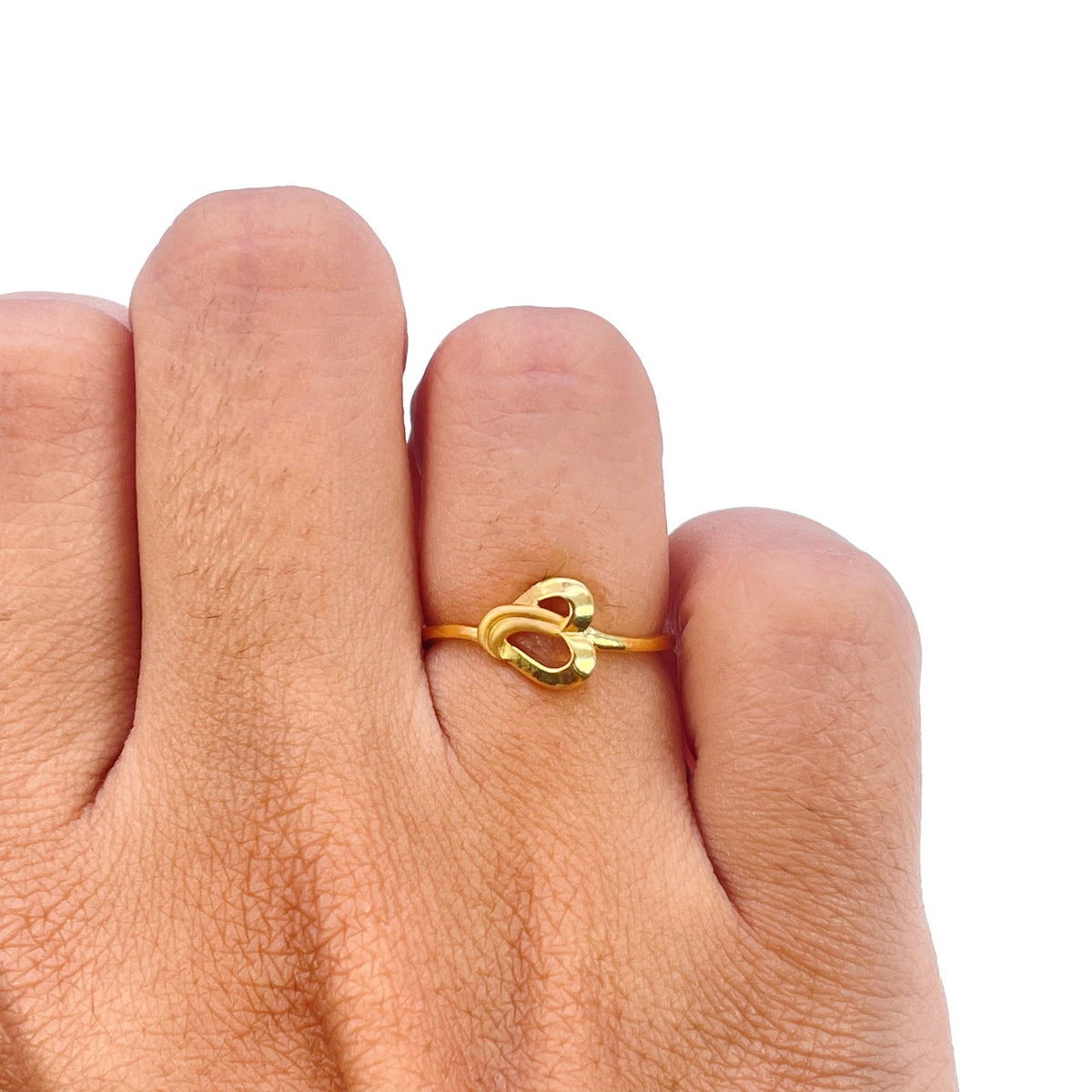 22ct Yellow Gold Heart Ring Matte & High Polished Finish Loop