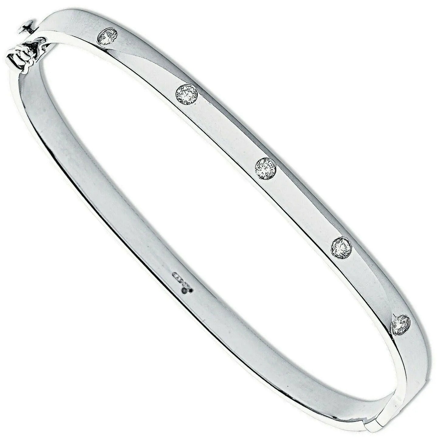 9ct White Gold Five Round Diamond Bangle 0.20 carat Diamond Bracelets