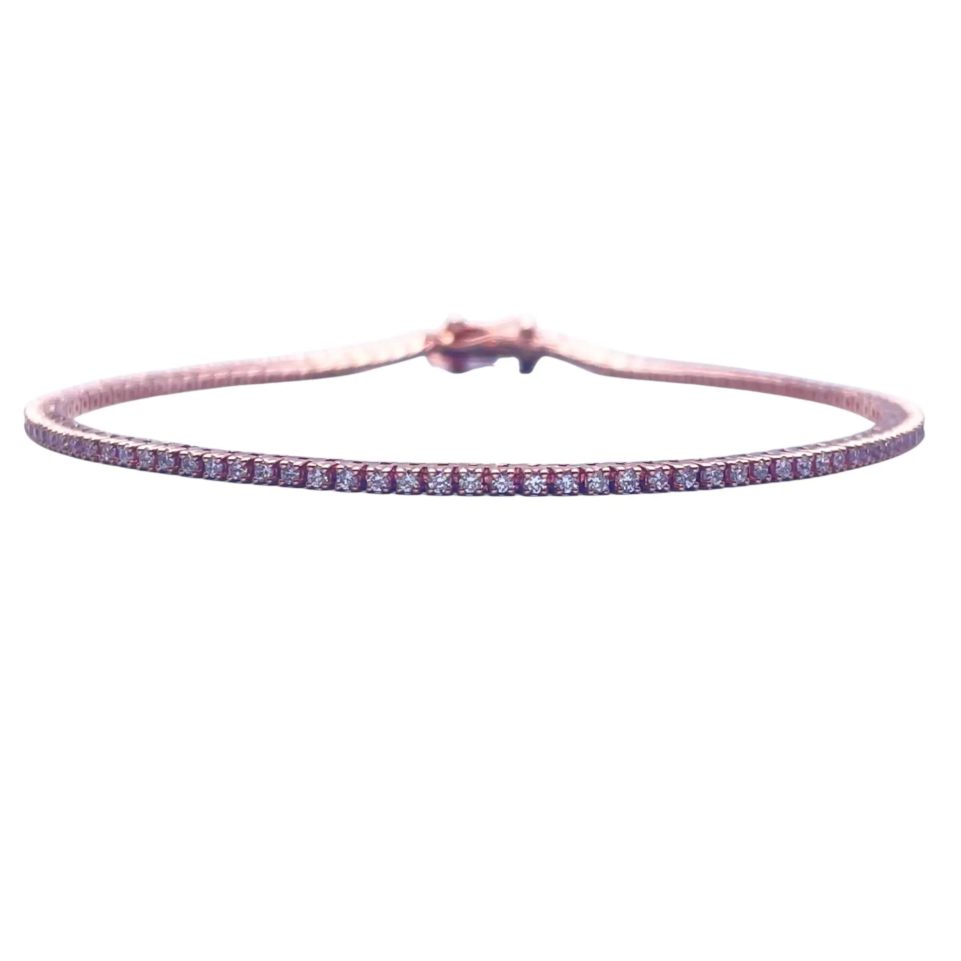 14ct Rose Gold Diamond Tennis Bracelet 4-Claw 0.90cts 7.25'' Inches H-SI  Diamond Bracelet