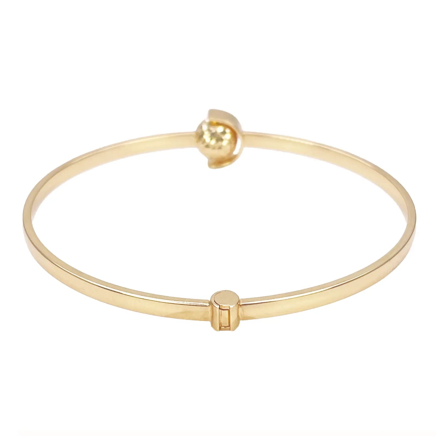 18ct Gold Bangle Diamond Cut High Polished Bracelet Diameter 2.3 Inches 