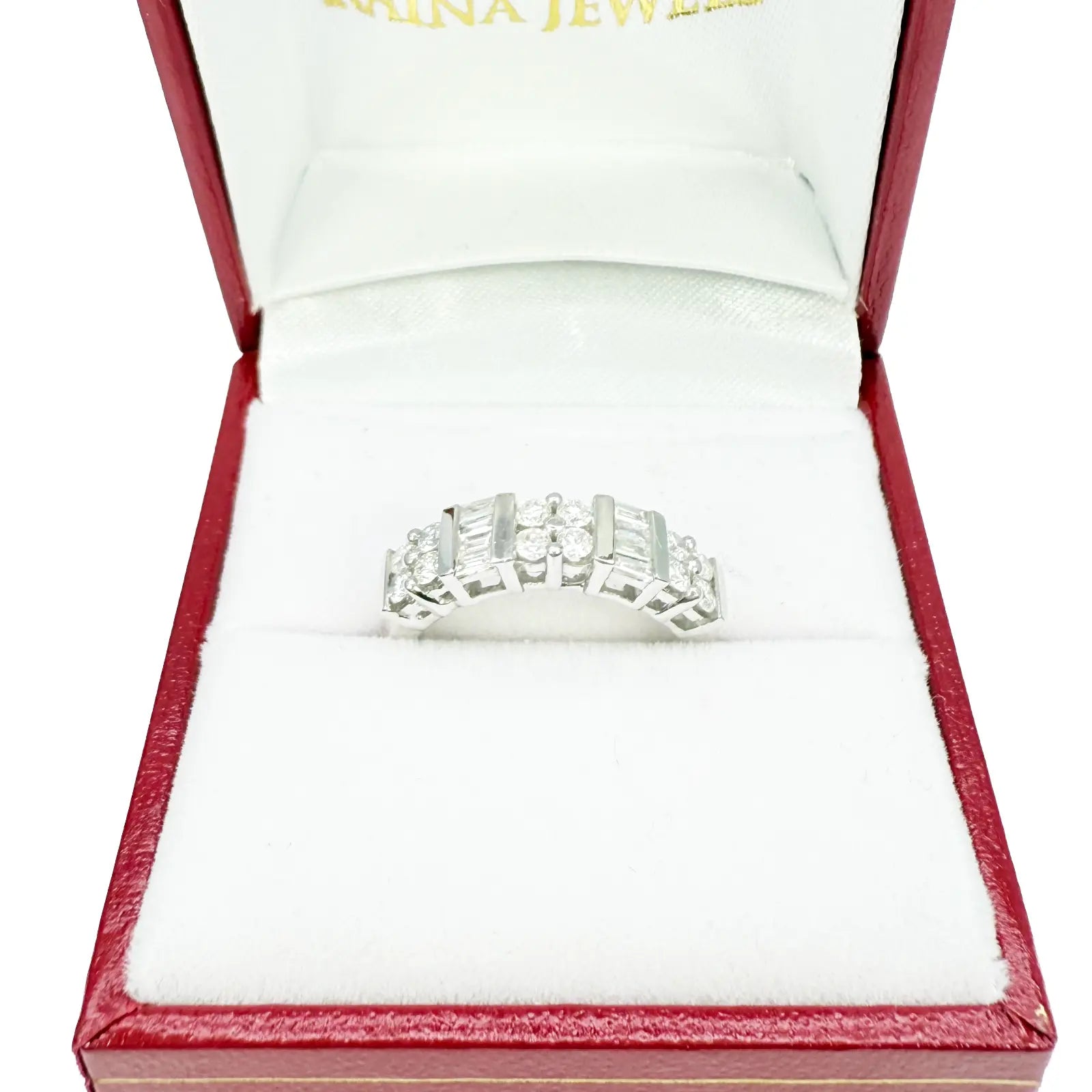 18ct Round & Baguette Natural Diamond Half Eternity Band 0.60ct  Diamond Ring