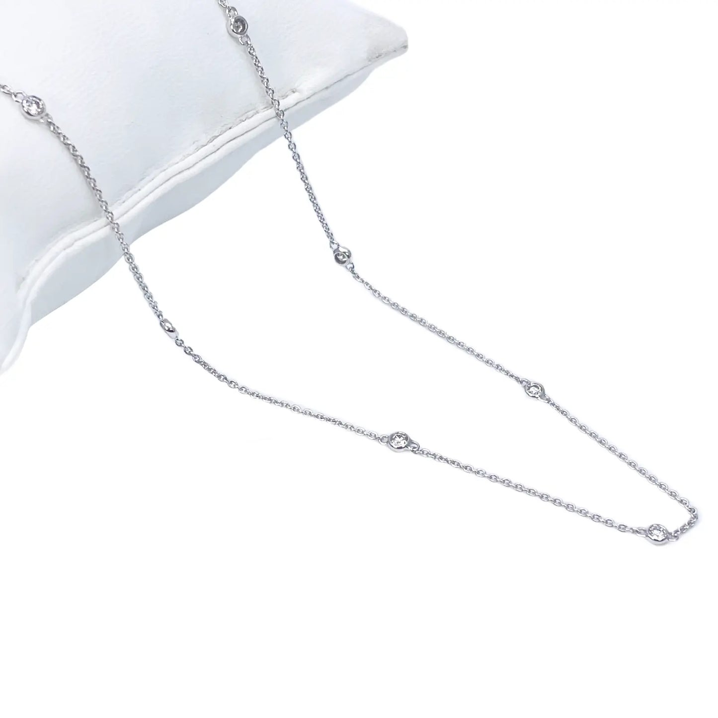 18ct White Gold Diamond Bezel By Yard Necklace 0.51ct 24''inches 