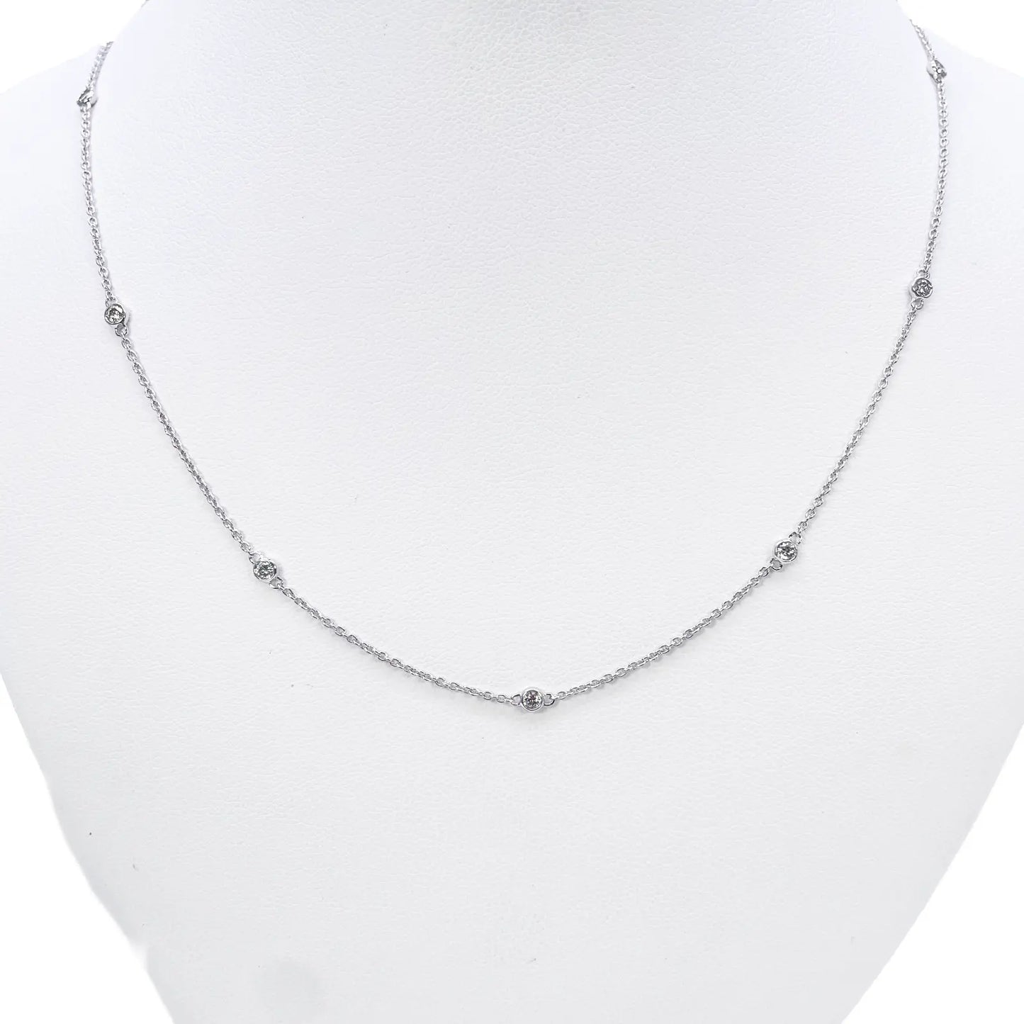 18ct White Gold Diamond Bezel By Yard Necklace 0.51ct 24''inches 