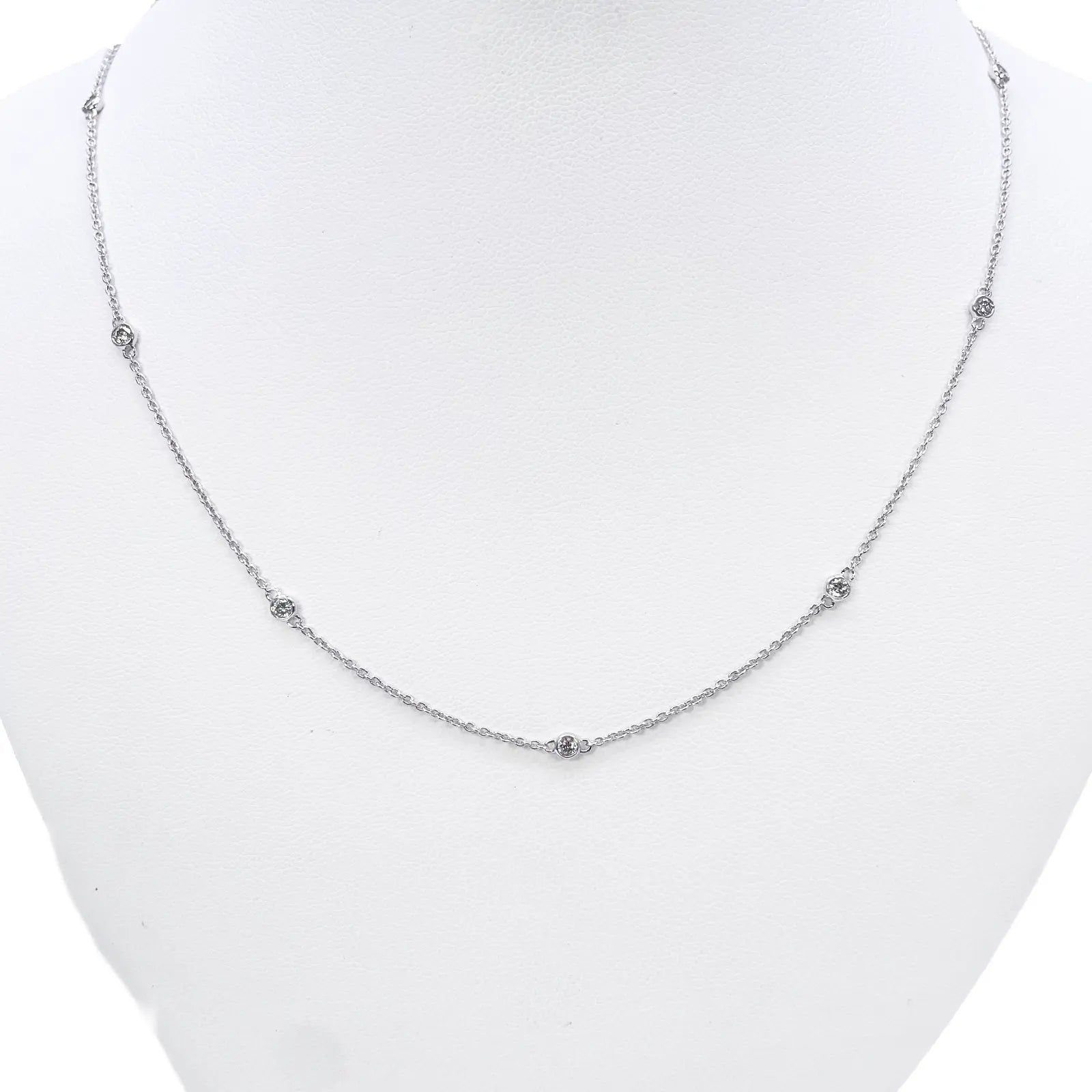 18ct White Gold Diamond Bezel By Yard Necklace 0.51ct 24''inches 