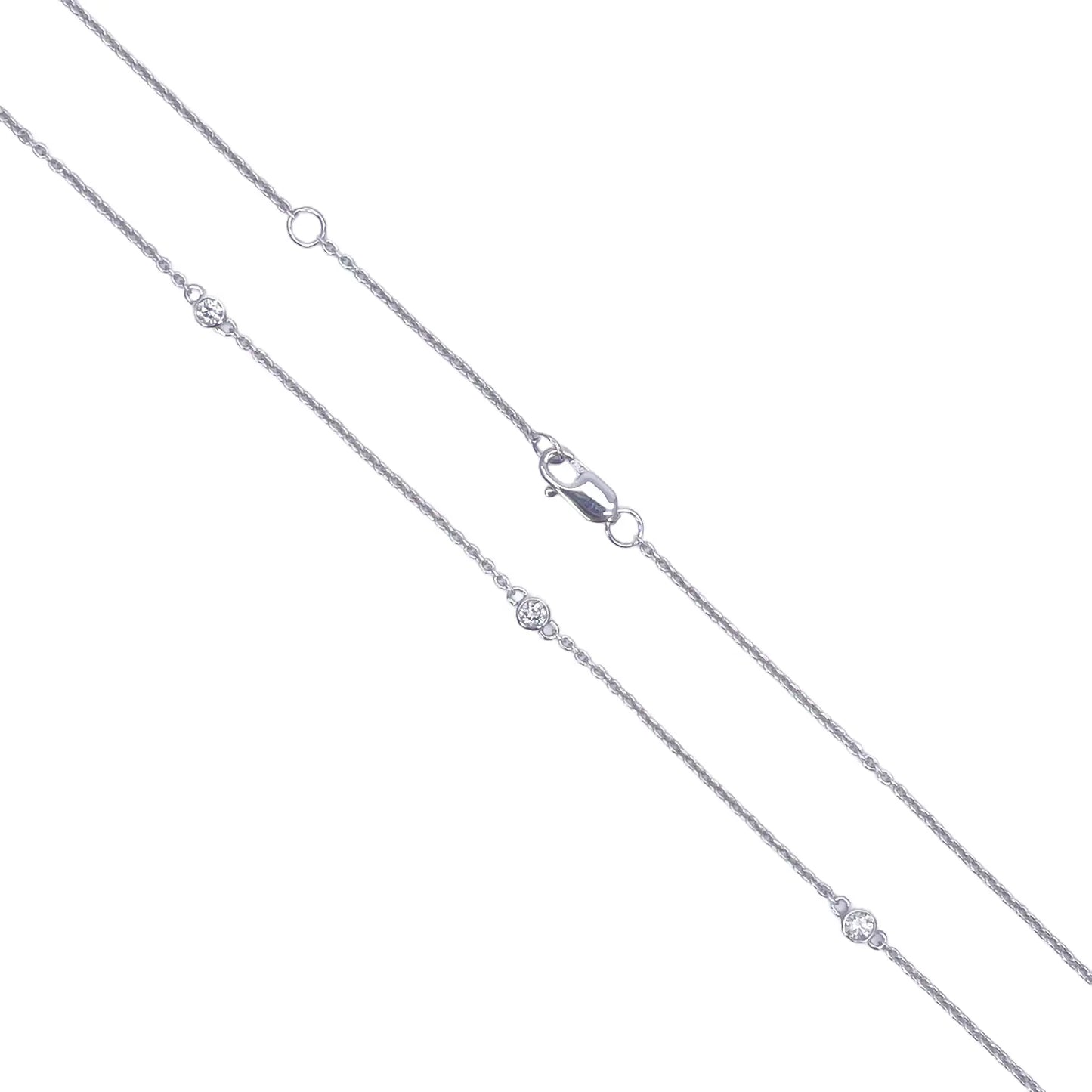 18ct White Gold Diamond By Yard Bezel Necklace 0.31ct 24''inches 2mm Width 