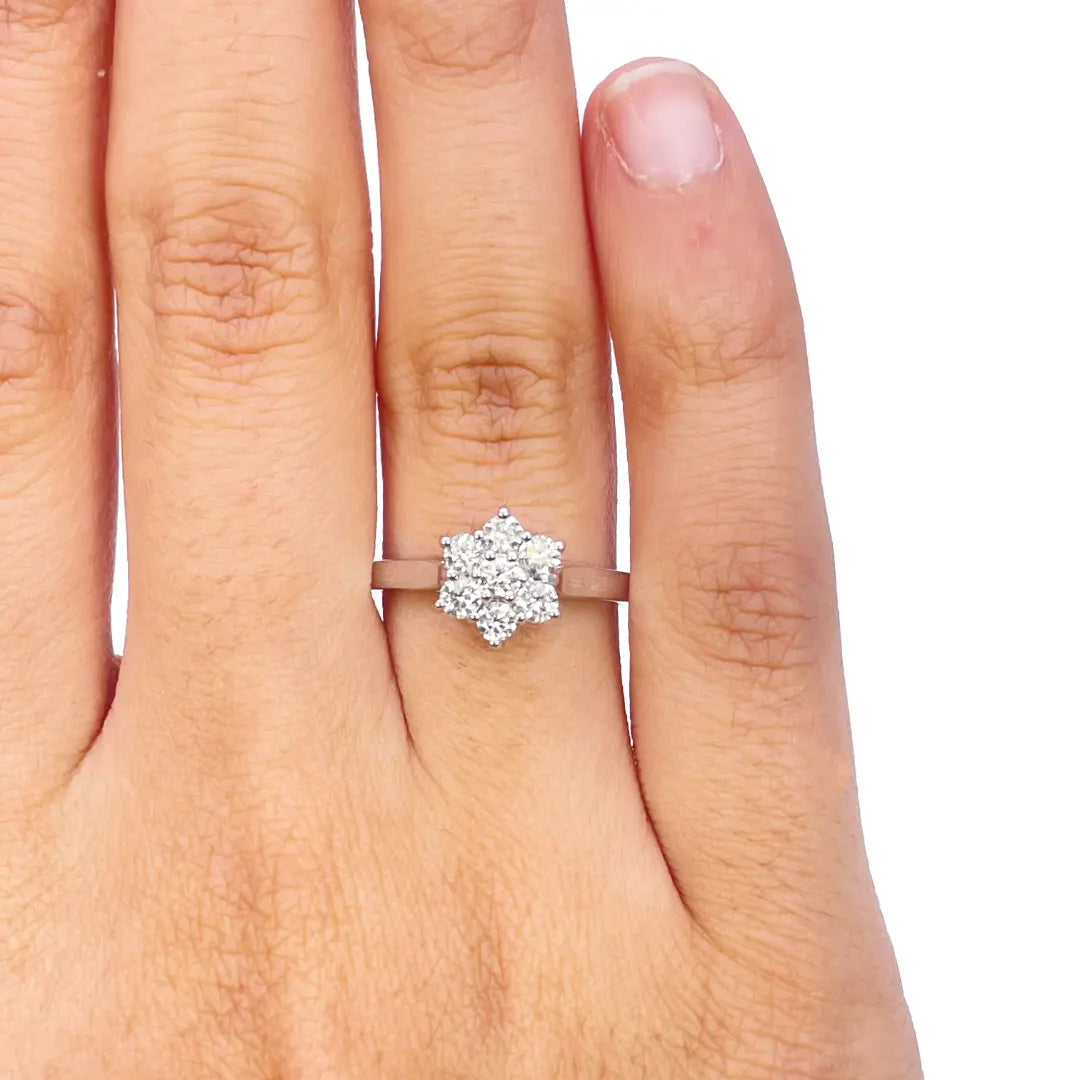 18ct White Gold Diamond Daisy Flower Cluster Ring 0.50ct  Diamond Ring