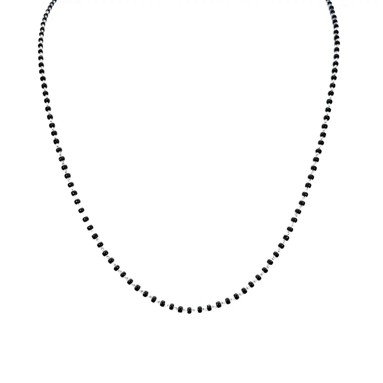 18ct White Gold Ladies Mangalsutra Chain Black Beaded Necklace 16 inch  Mangalsutra Chains
