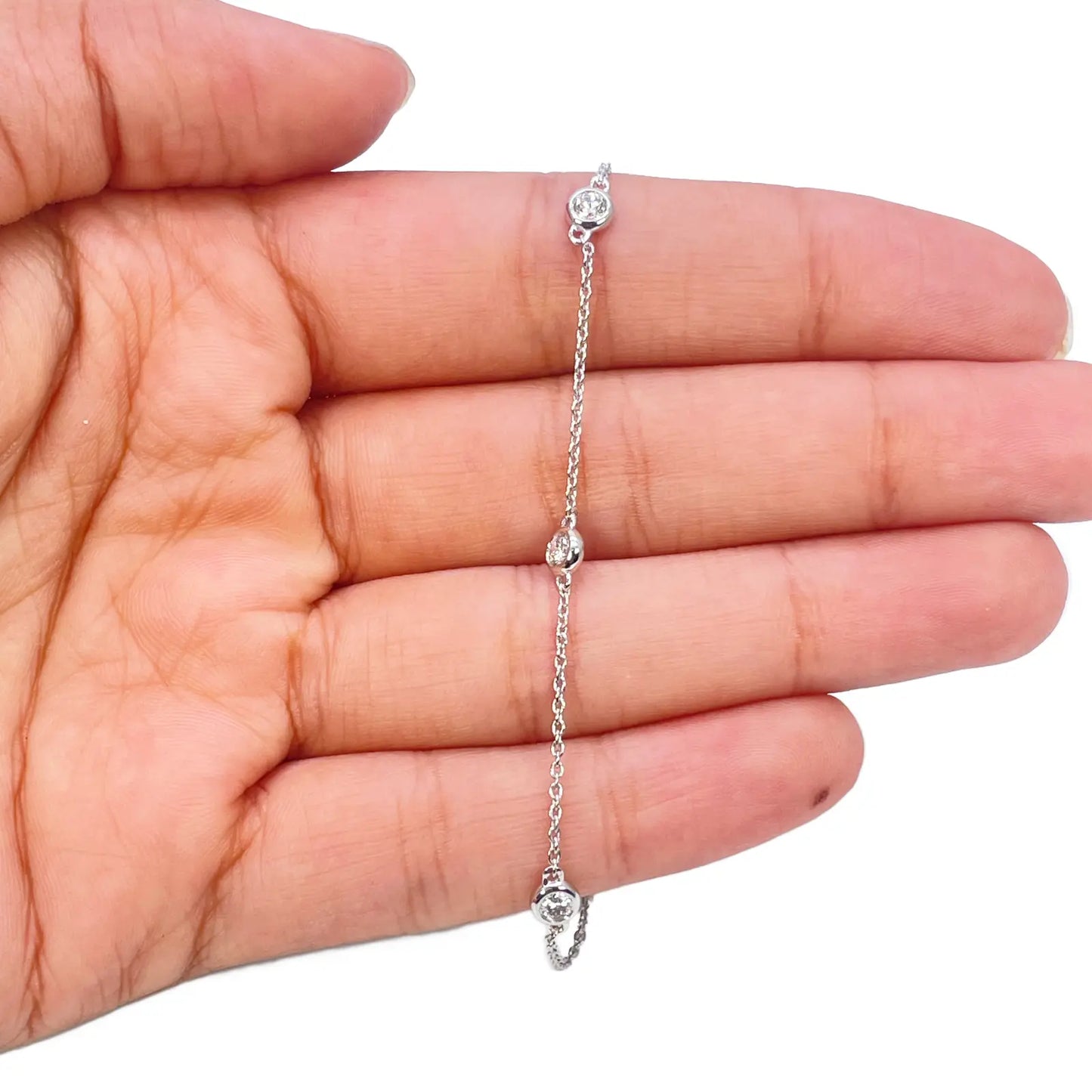 18ct White Gold Natural Diamond Bezel Bracelet 0.40ct 7''inches  Diamond Bracelets