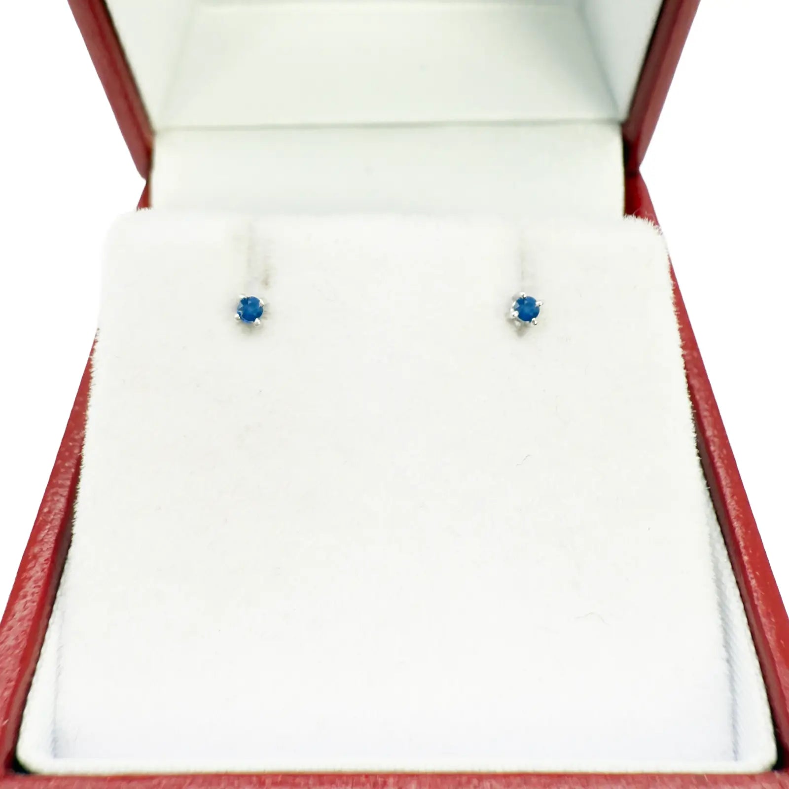 18ct White Gold Natural Round Sapphire Kids Children's Stud Earrings 0.04ct 