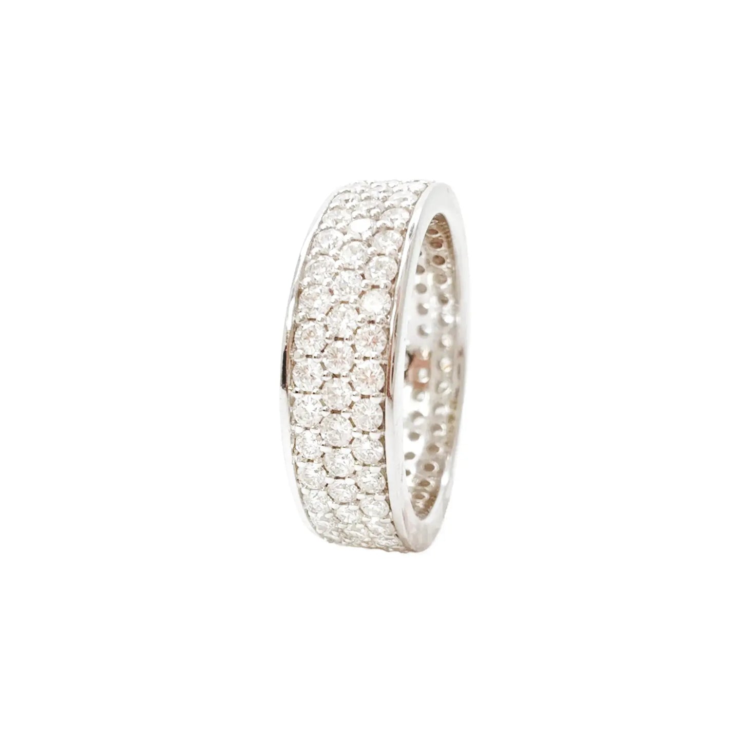 18ct White Gold Triple Row Natural Diamond Full Eternity Wedding Band 1.70ct  Diamond Ring