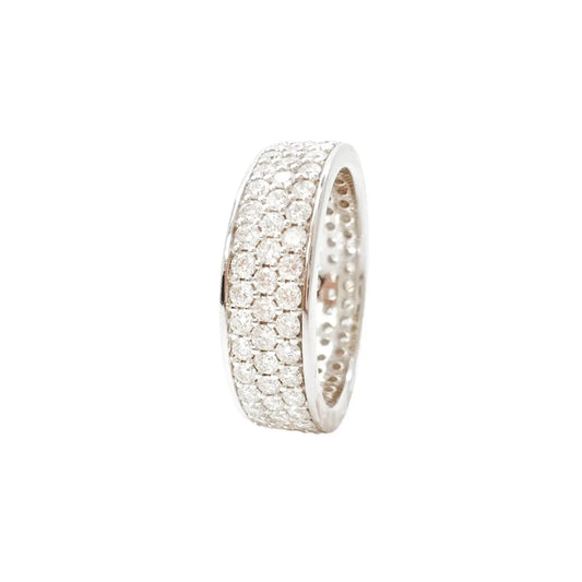 18ct White Gold Triple Row Natural Diamond Full Eternity Wedding Band 1.70ct  Diamond Ring