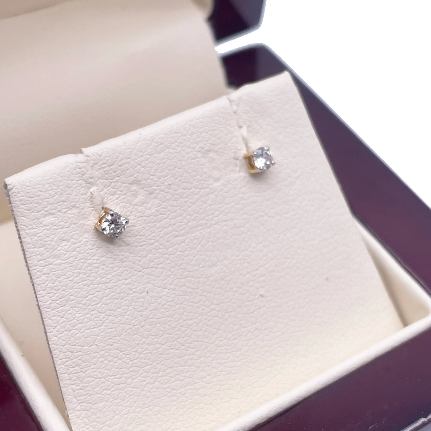 18ct White/Yellow Gold Diamond Children's Earrings 0.14ct Child friendly 