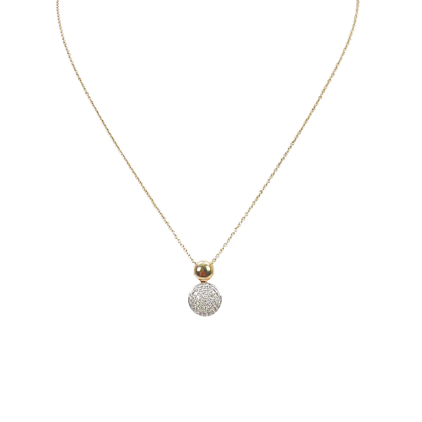 18ct Yellow Gold Diamond Round Necklace Stud Earrings Matching Set 0.58ct 