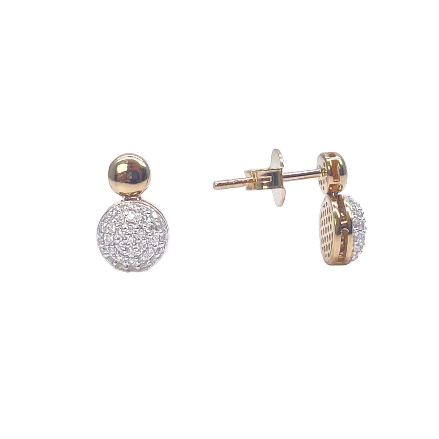 18ct Yellow Gold Diamond Round Necklace Stud Earrings Matching Set 0.58ct 