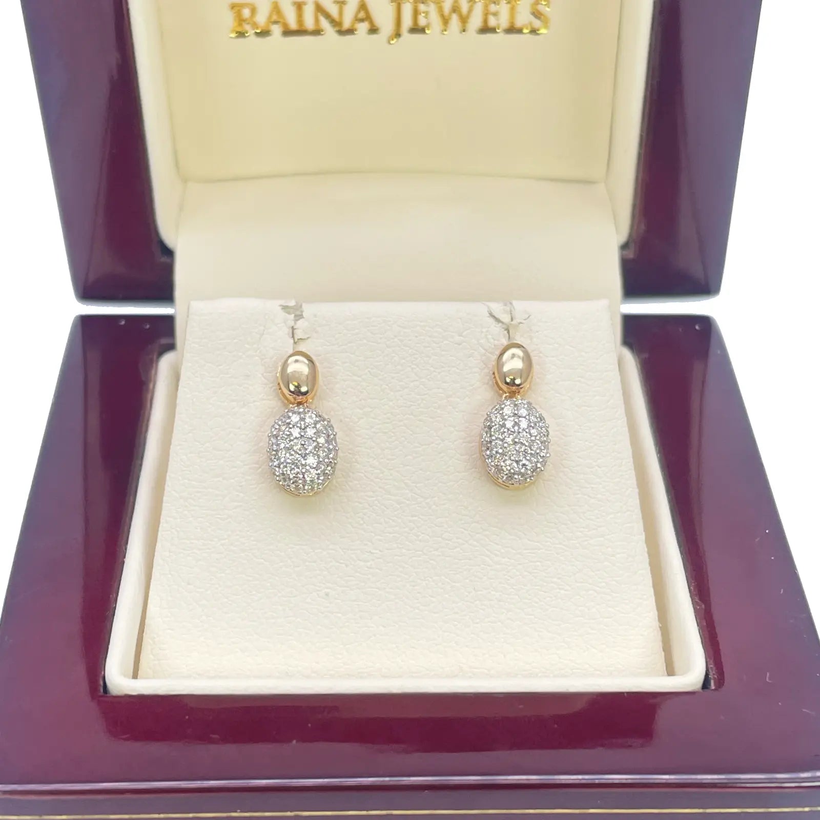 18ct Yellow Gold Natural Diamond Oval Drop/Dangle Stud Earrings 0.30ct  Diamond earring