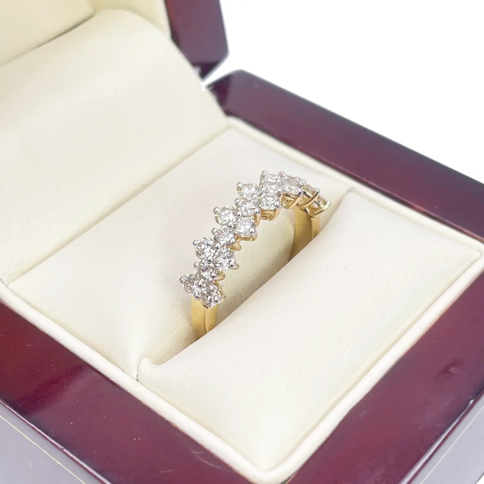 18ct Yellow Gold Prong Diamond Half Eternity Band 1.04ct 