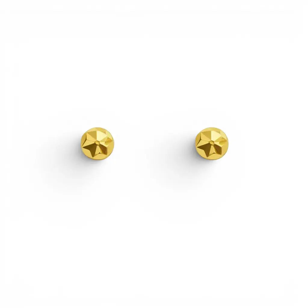 22kt gult guld diamant-slebet blomster runde børneøreringe, 3,6 mm