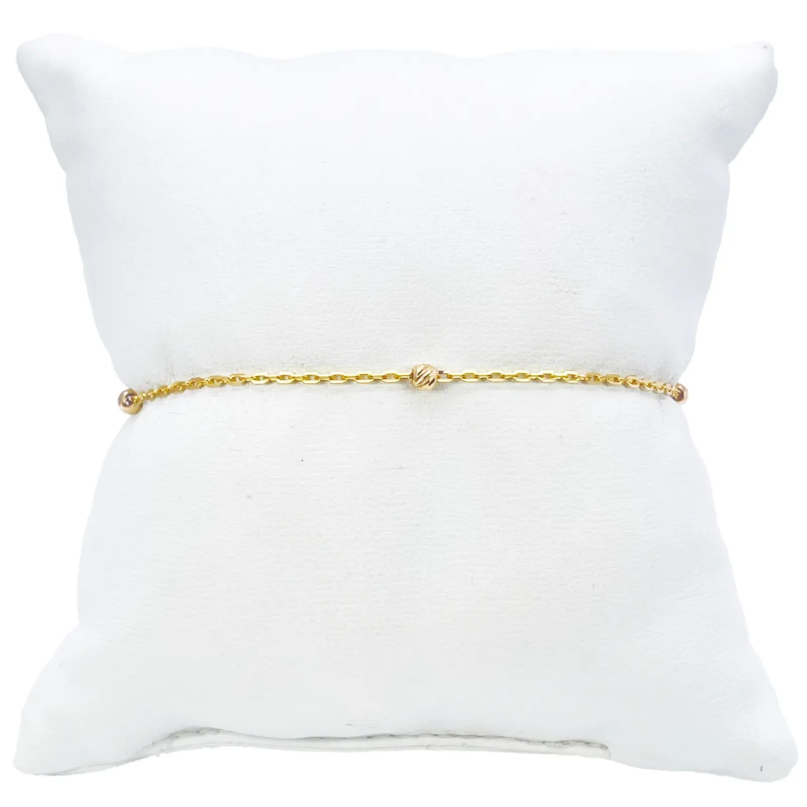 22ct Gold Beaded Bracelet Diamond Cut Cable Chain 7 Inches 2.8mm Width 
