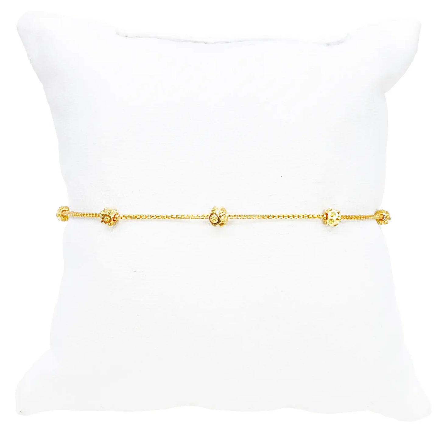 22ct Gold Beaded Bracelet Five Diamond Cut Beads Box Chain 7.5 Inches¬† Diamond Bracelets