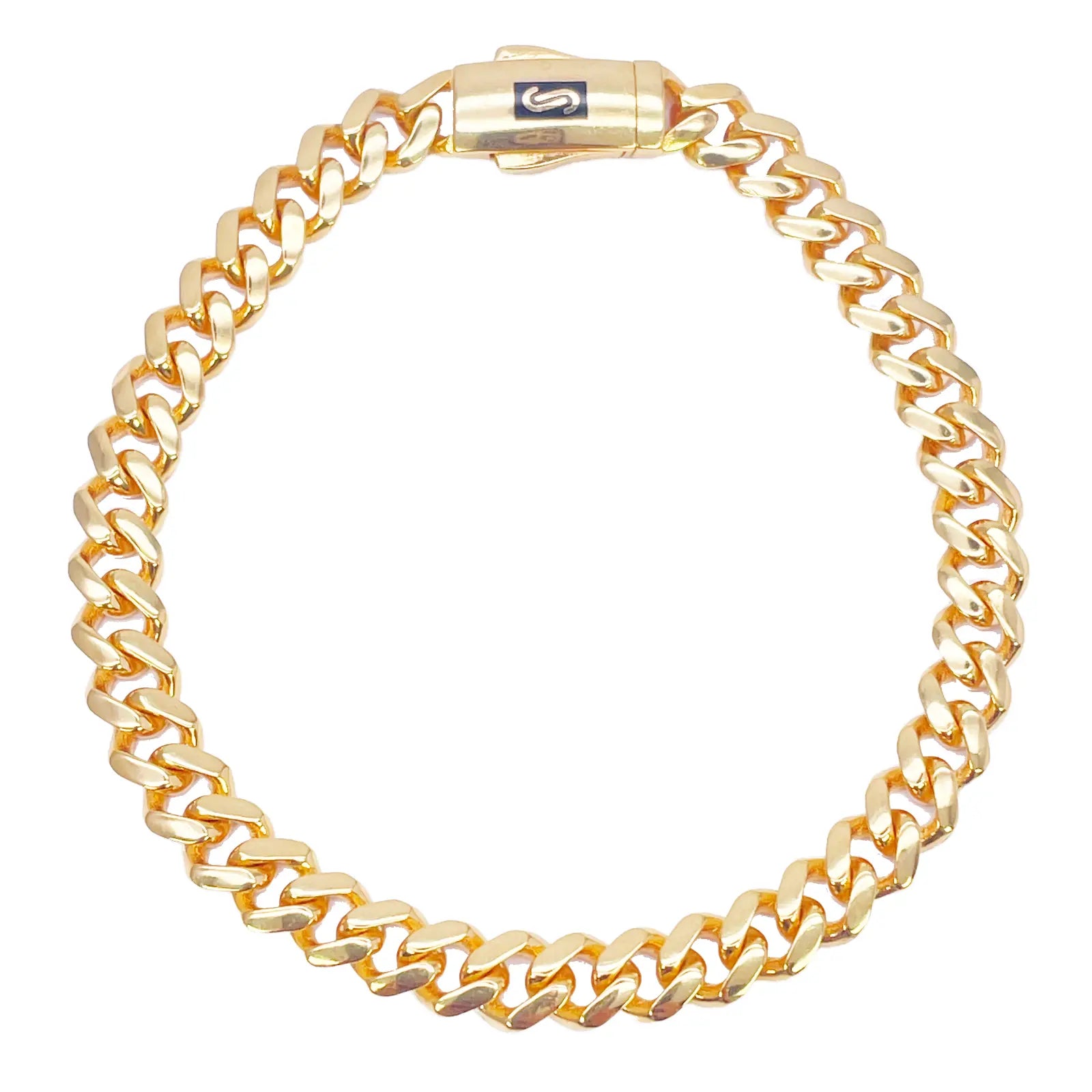 22ct Gold Cuban Bracelet Curb Link Lightweight 7.5 Inches 6.8mm Wide 