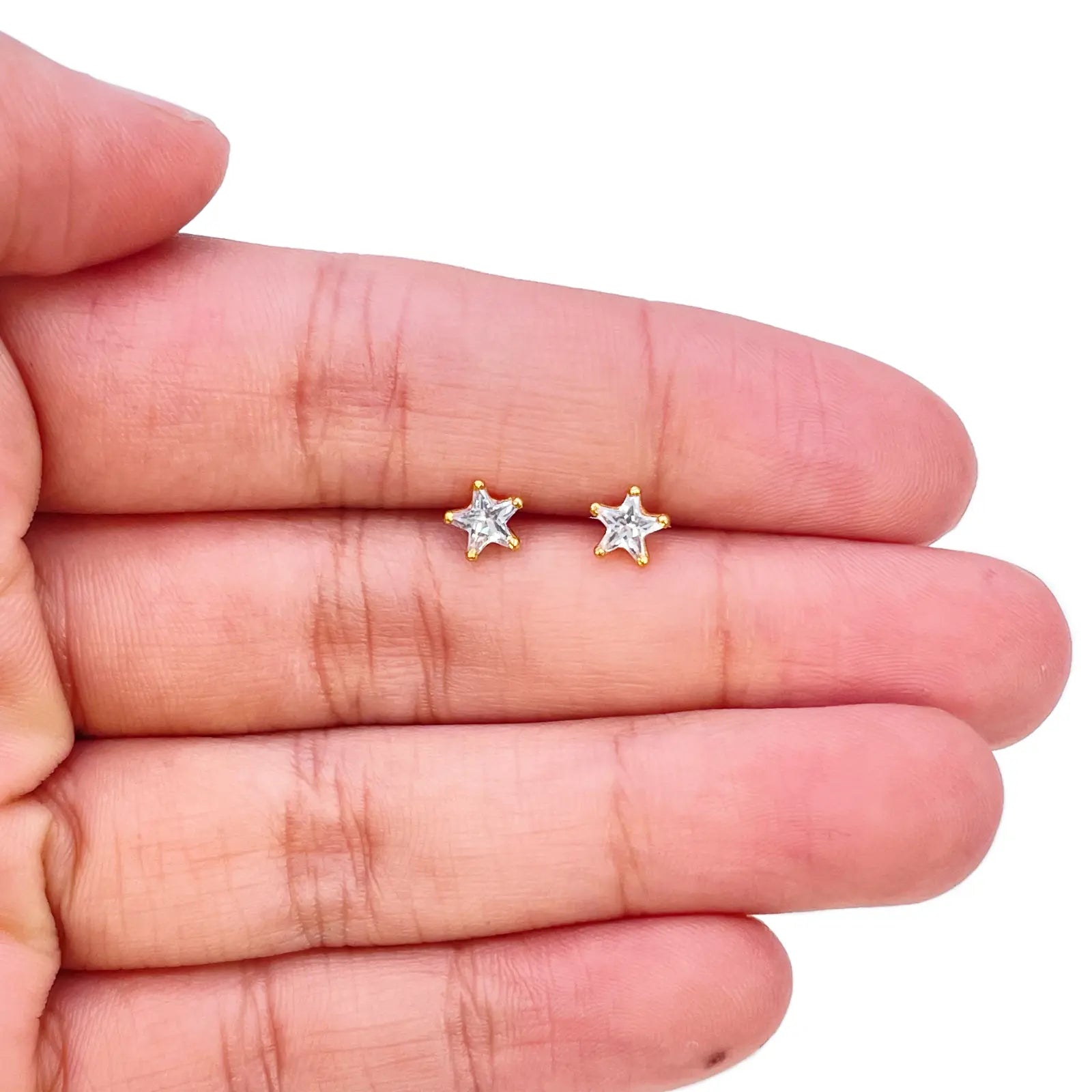 22ct Gold Cubic Zirconia Star Children's Stud Earrings 5.3mm 