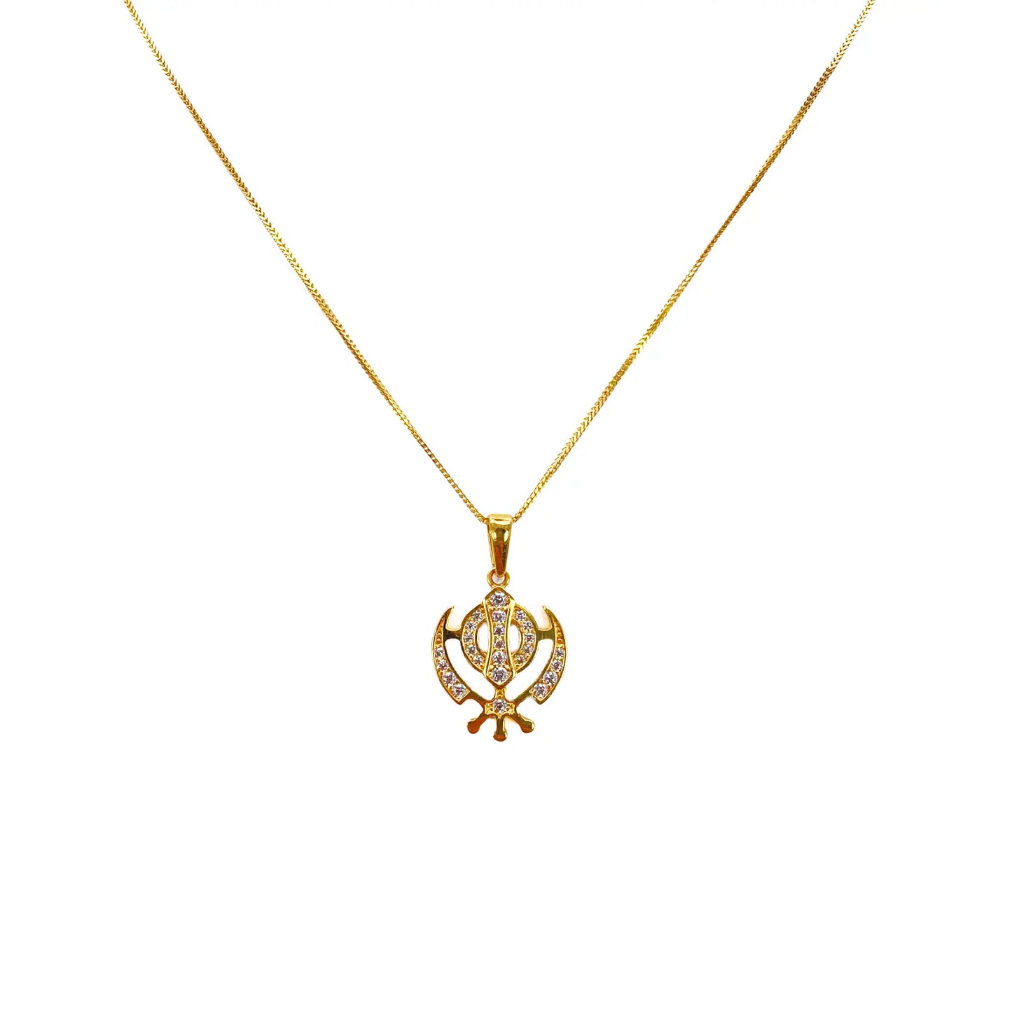 22ct Gold Khanda Pendant Cubic Zirconia High Polished (16.2 x 12.6mm) 