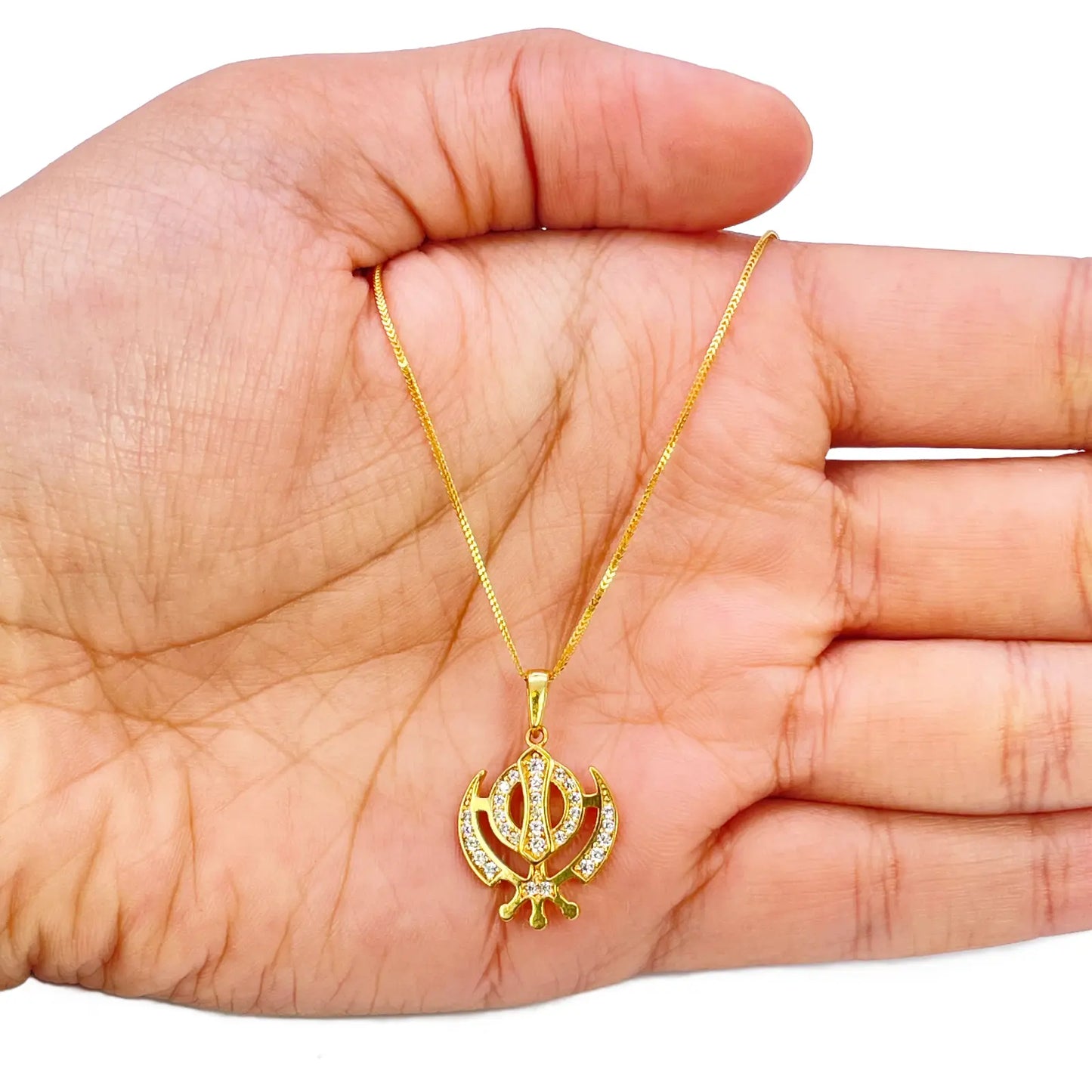 22ct Gold Khanda Pendant Cubic Zirconia High Polished (18.1 x 14.5mm) 