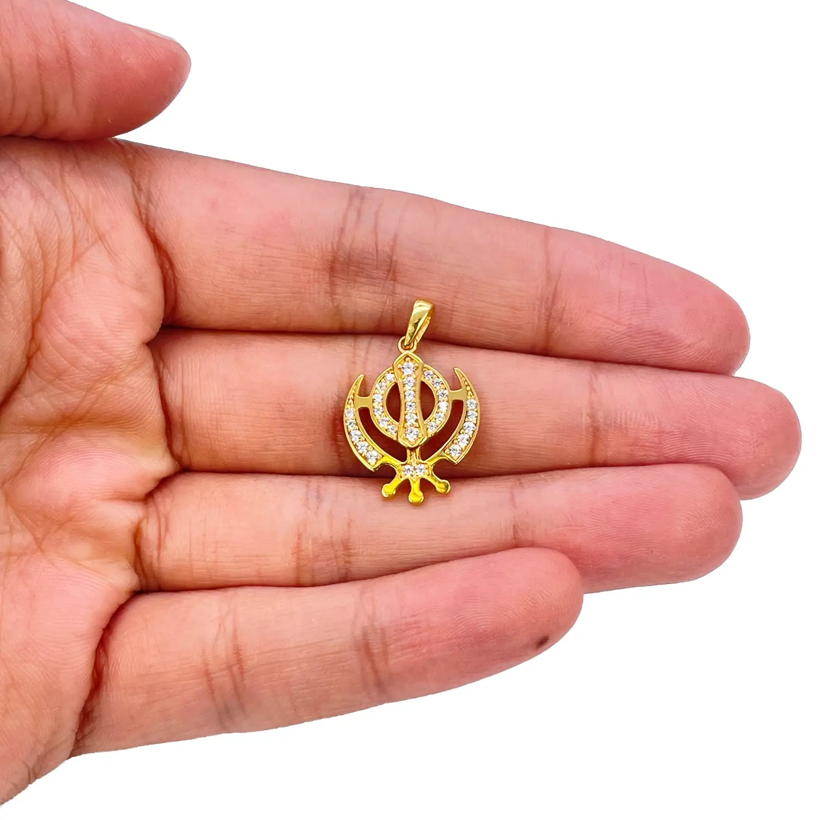 22ct Gold Khanda Pendant Cubic Zirconia High Polished (18.1 x 14.5mm) 