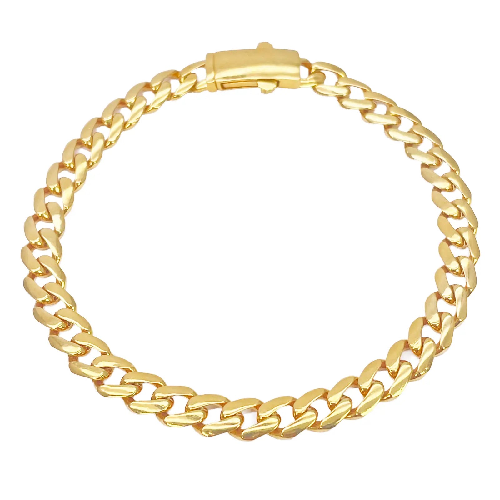22ct Gold Lightweight Cuban Curb Link Bracelet - 7.5 Inch, 6mm Wide  Gold Bracelet