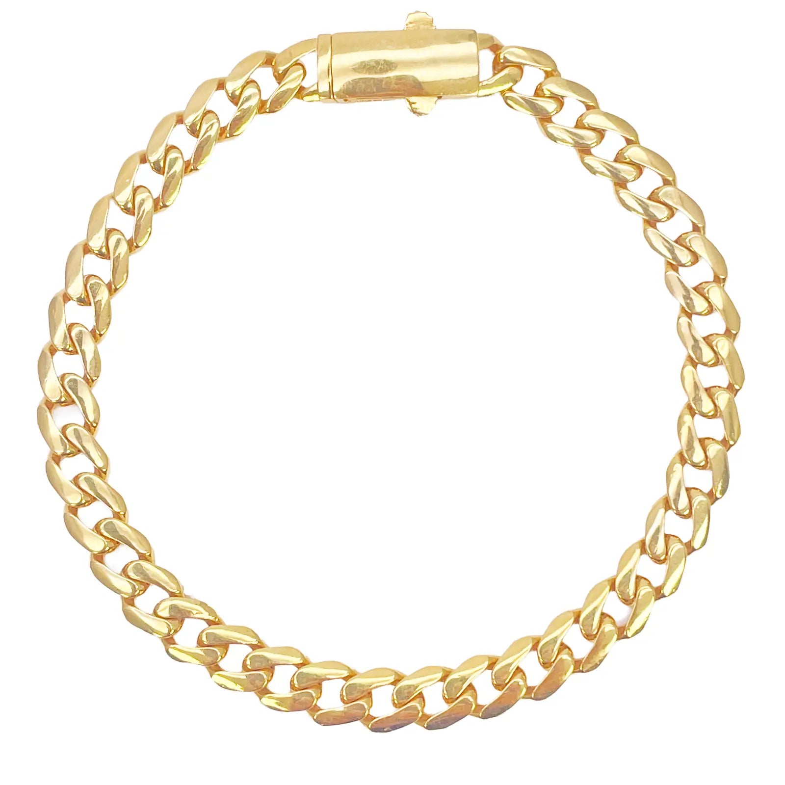 22ct Gold Lightweight Cuban Curb Link Bracelet - 7.5 Inch, 6mm Wide  Gold Bracelet