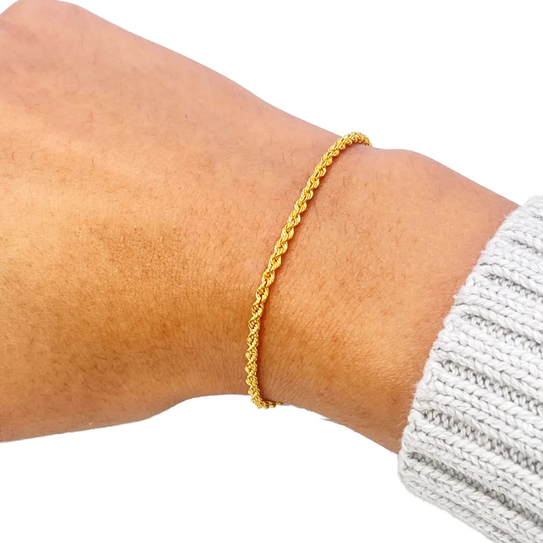 22ct Gold Rope Chain Bracelet Lightweight 7 Inches 2.2 mm  Gold Bracelet