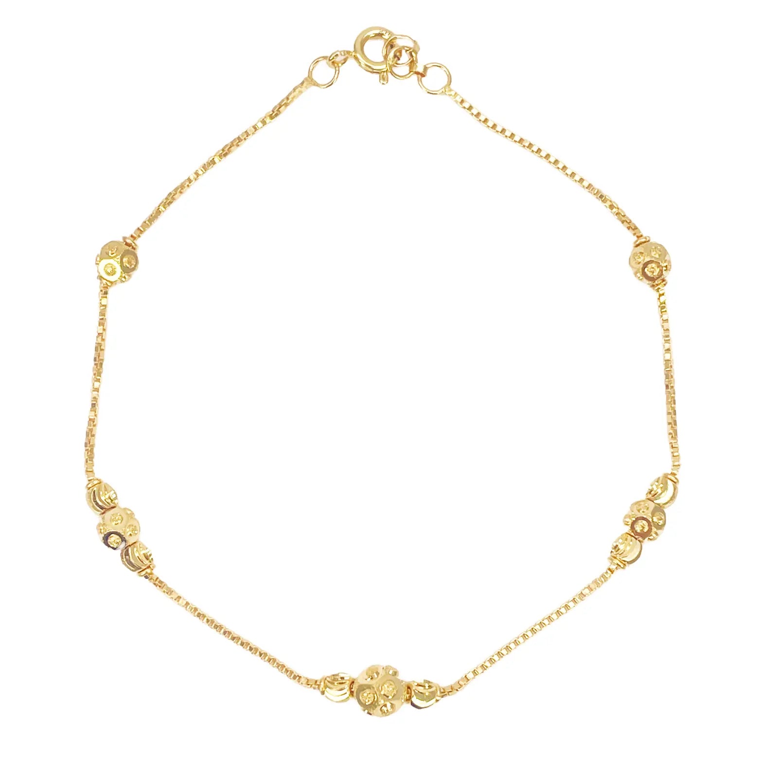 22ct Yellow Gold Diamond Cut Gold Beaded Bracelet 8 inches 