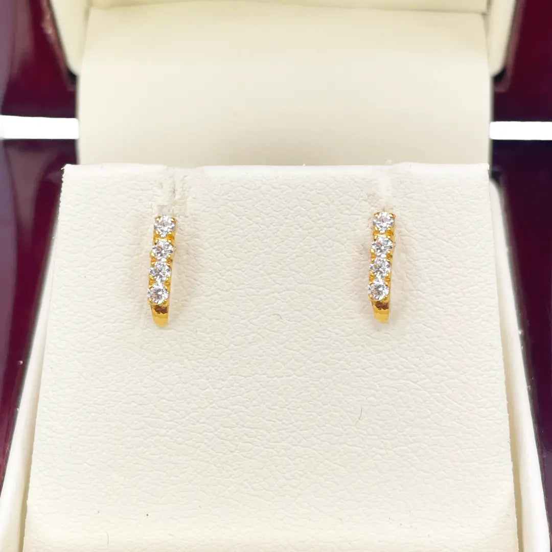 22ct Yellow Gold Four Stone Half Hoop Children's Earrings 9.6mm 