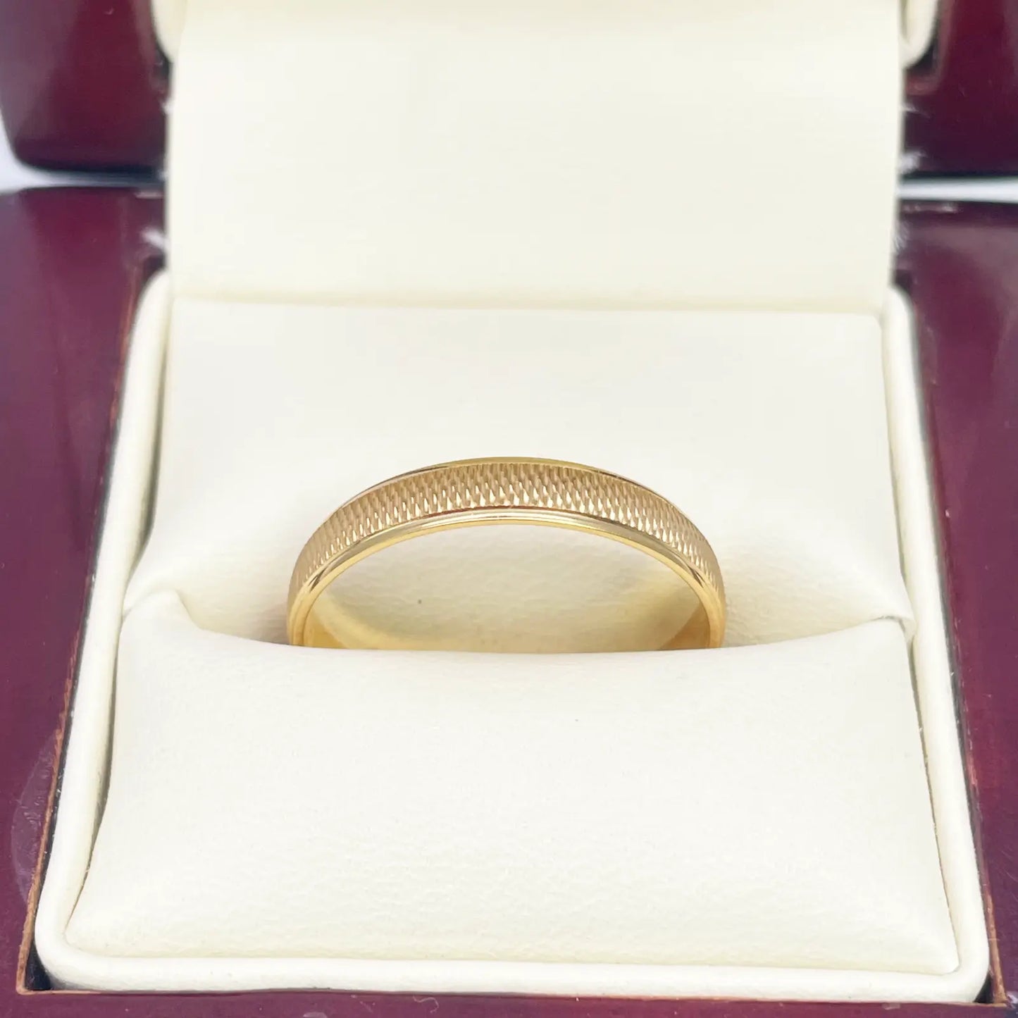 22ct Yellow Gold High Polished & Textured Women's Wedding Band 3.5mm  Gold Ring