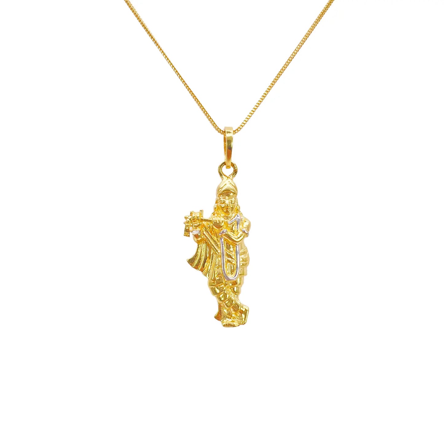 22ct Yellow Gold Lord Krishna Flute Pendant Hindu God Charm in Two Tone  Gold Pendant