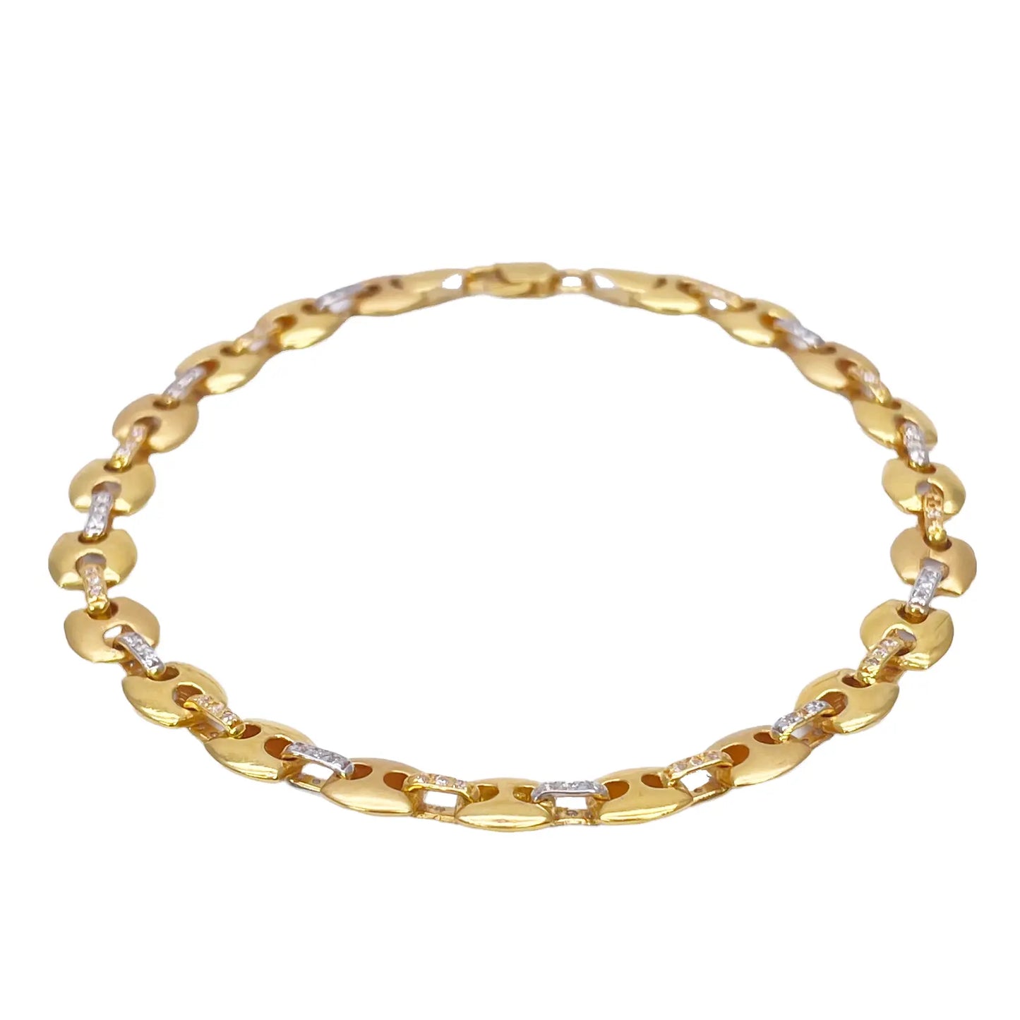 22ct Yellow Gold Men's Matte & High Polished CZ Bracelet 8.3'' inches 