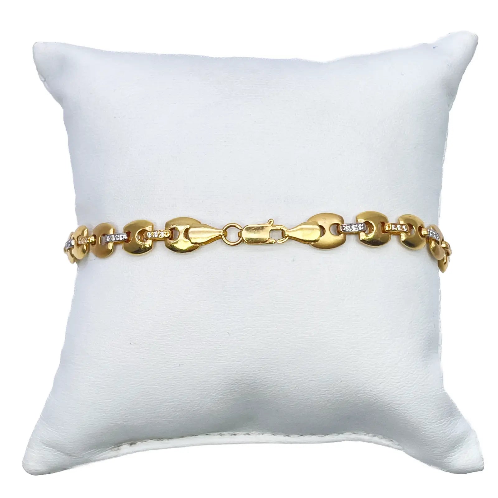 22ct Yellow Gold Men's Matte & High Polished CZ Bracelet 8.3'' inches 