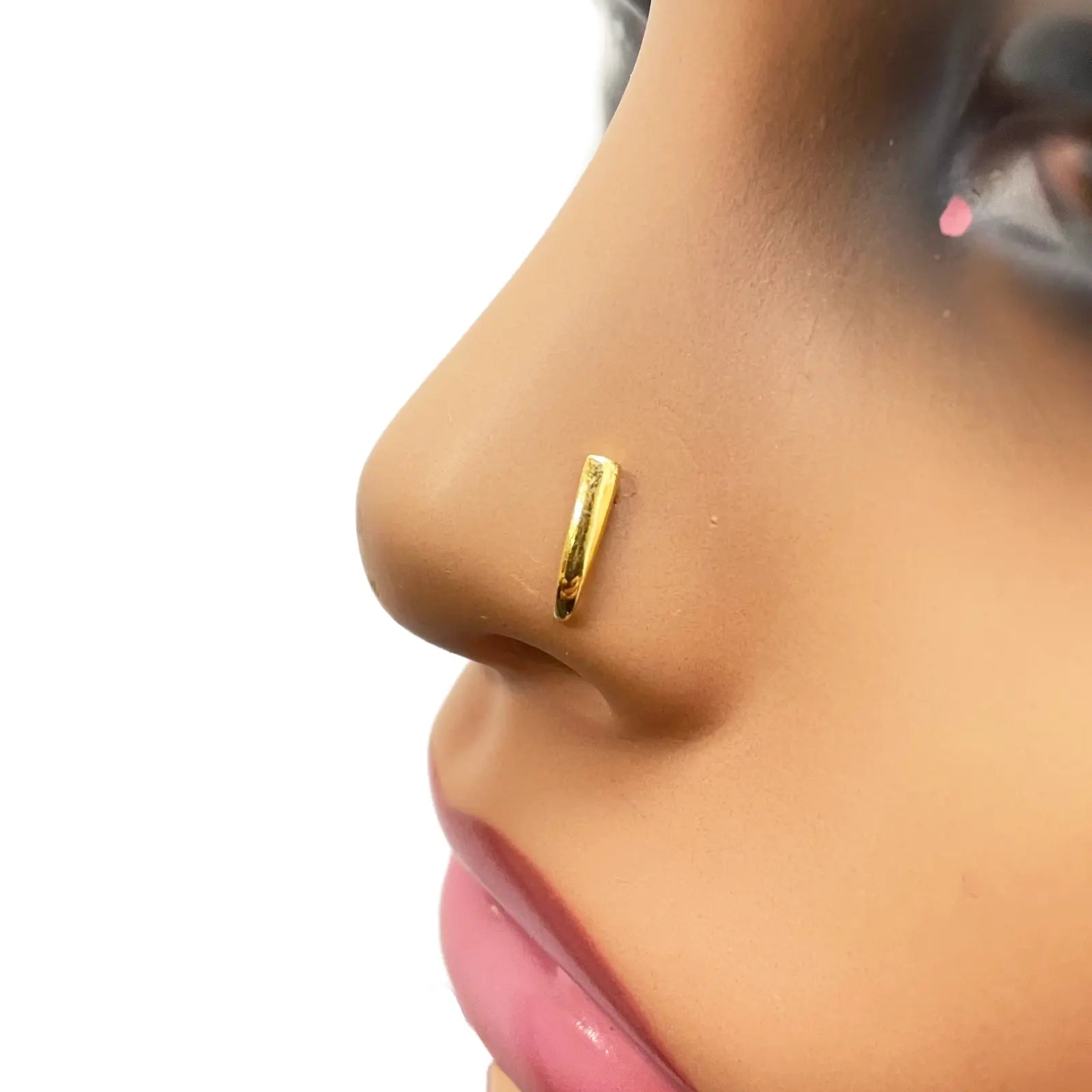 22ct Yellow Gold Plain High Polished Nose Stud/Pin 10mm Length 