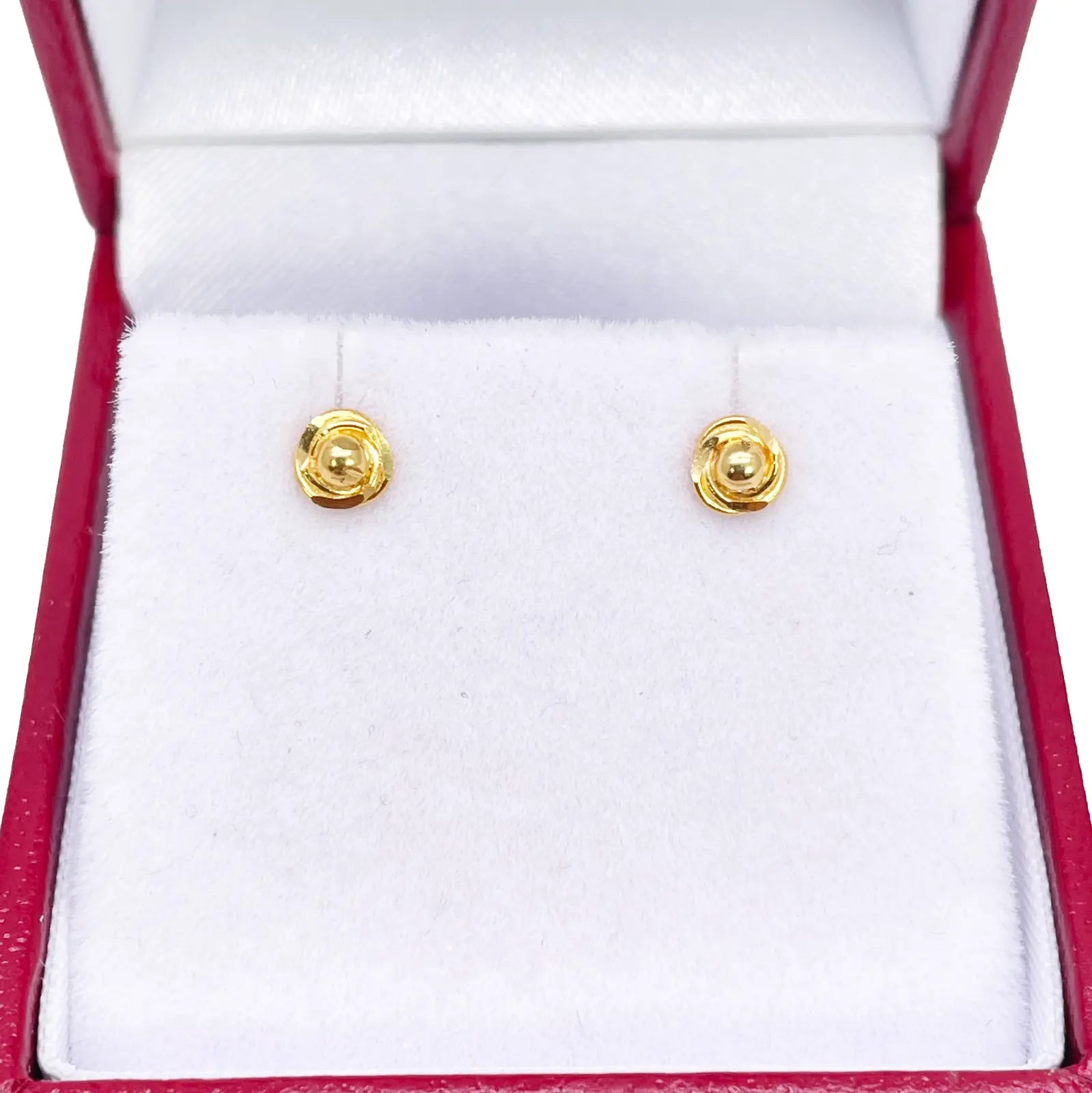 22ct Yellow Gold Plain High Polished Rose Children's Earrings 4mm Width 