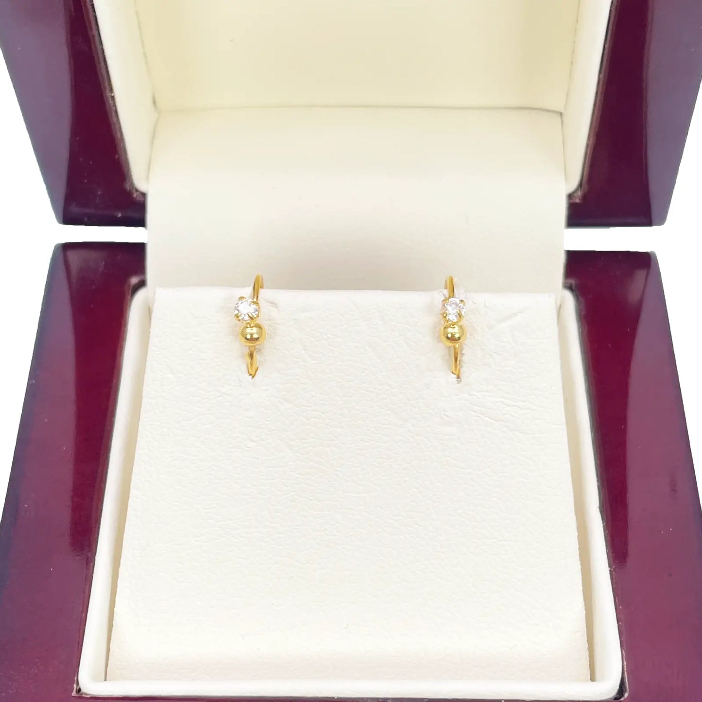 22ct Yellow Gold Tiny Sparkly Cubic Zirconia Hoop Huggie Children's Earrings 8.8 Diameter 