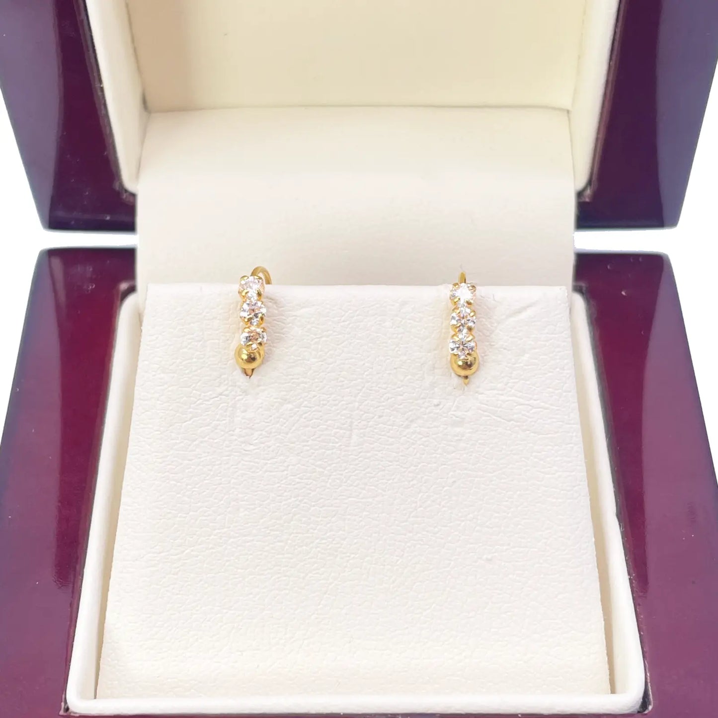 22ct Yellow Gold Tiny Sparkly Hoop Huggie Children's Earrings 8.4mm Diameter  Diamond Bracelets