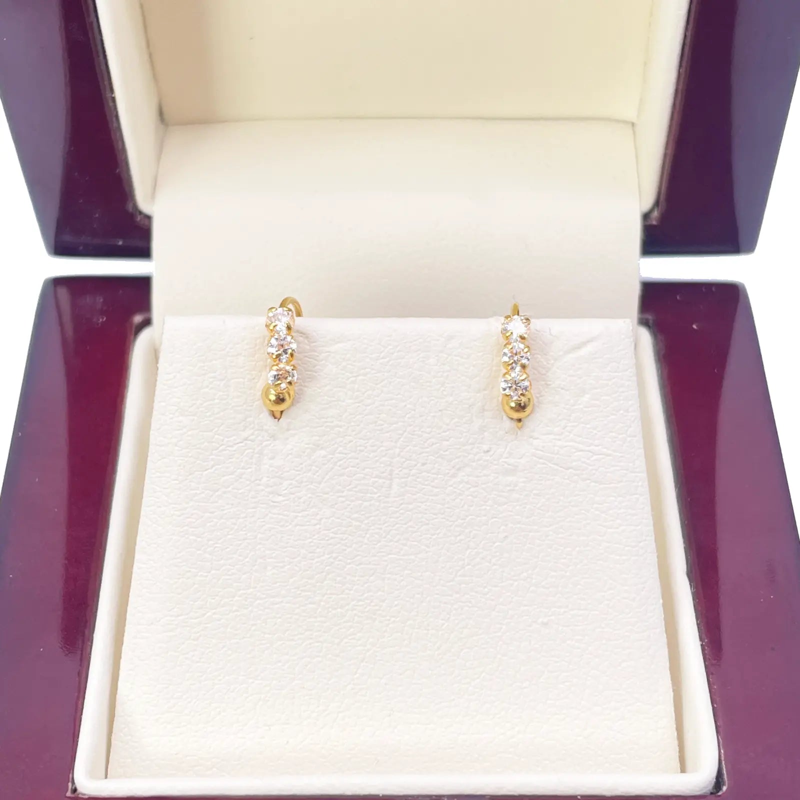 22ct Yellow Gold Tiny Sparkly Hoop Huggie Children's Earrings 8.4mm Diameter  Diamond Bracelets