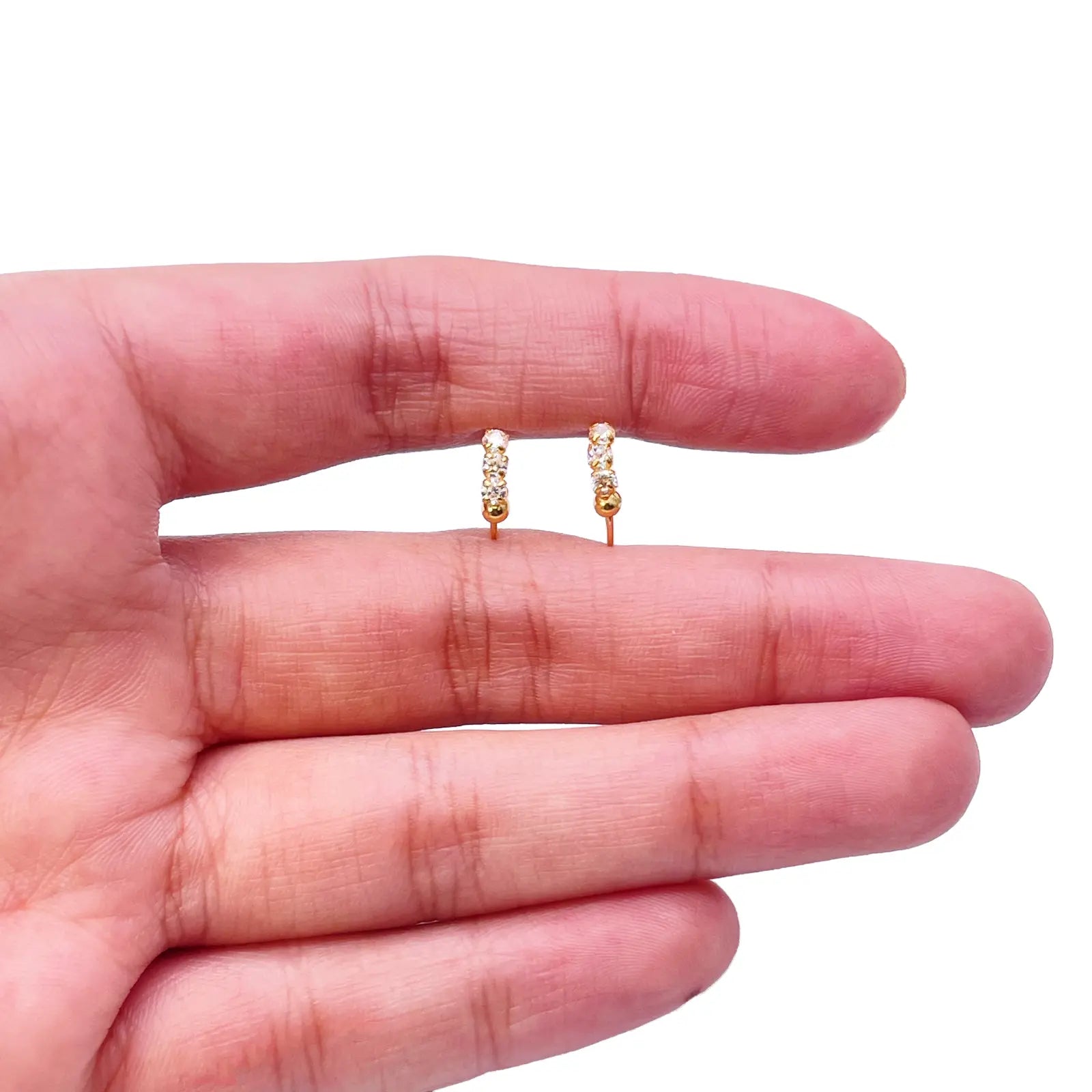 22ct Yellow Gold Tiny Sparkly Hoop Huggie Children's Earrings 8.4mm Diameter  Diamond Bracelets