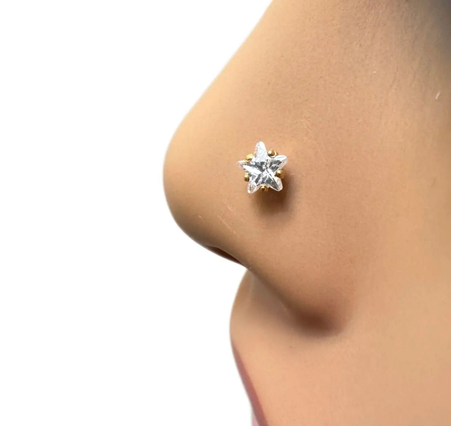22 kt guldbelagt & cubic zirconia næsepin/næsepin skruebag (3MM-4,5MM)